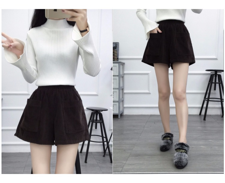 Béo em gái mùa thu và mùa đông thun eo quần nhung rộng chân quần short nữ cỡ lớn rộng mỏng mỏng giản dị túi lớn quần ủng thời trang nữ 2021