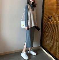 Salt line wear light mature wind two-piece suit foreign style long sleeve high-grade dress 2021 New early spring womens