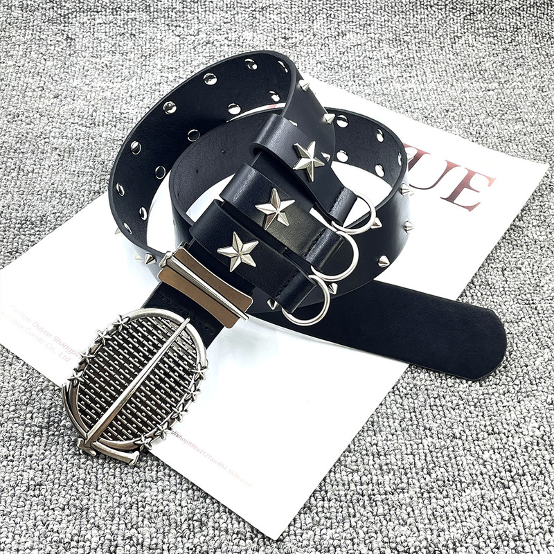Italian Rock Star Vintage Silver-Plated Belt, Distressed Punk Style, Unisex Jeans, Personalized Leather Belt, Trendy Studded Belt Italian Rock Star Vintage Silver-Plated Belt, Distressed Punk Style, Unisex Jeans, Personalized Leather Belt, Trendy Studded Belt
