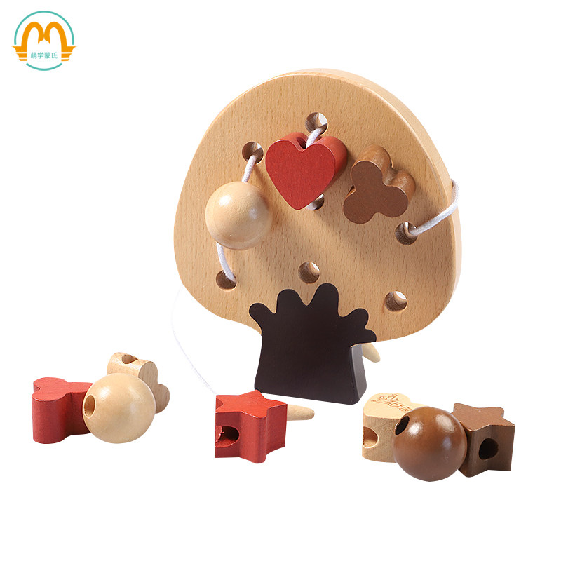 Montessori Handocular Coordinates Children's Forest Sewing String Beech Beech Premature Teaching Toys