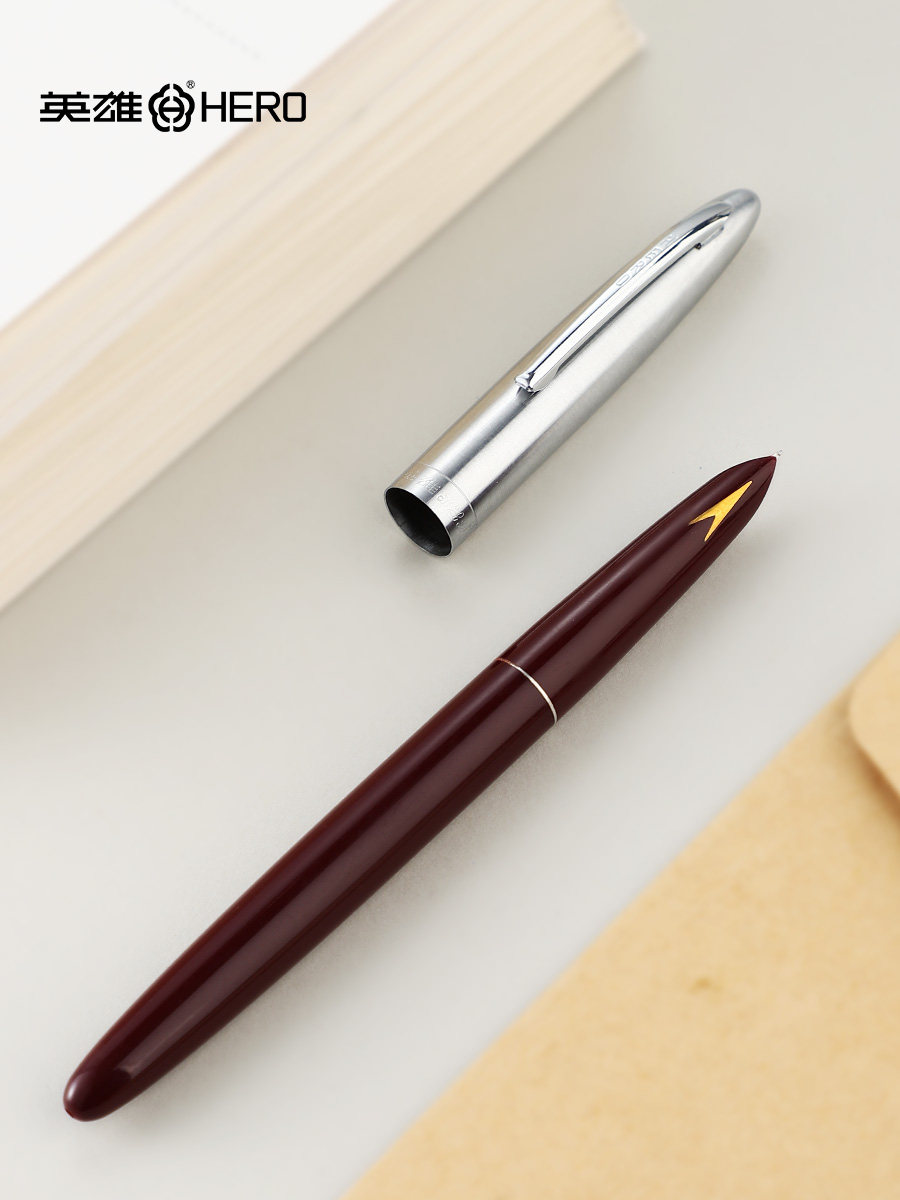 Hero Fountain Pen for Elementary School Students, Dark Nib Calligraphy Pen 329-2, Iridium Gold Pen, Squeeze-Ink, Classic Vintage Style, Student Writing Ink Pen, Calligraphy Pen, Official Genuine Flagship Product