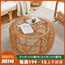 ins real vine round coffee table childrens dwarf stool indoor balcony rattan living room Japanese small side a few corners Korea