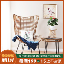 ina home rattan sofa simple Japanese rattan chair small coffee table American wrought iron outdoor table and chair courtyard garden