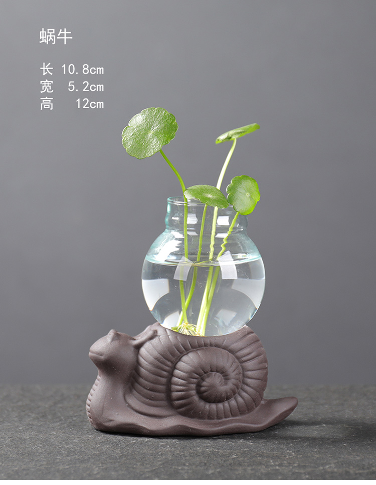 Yuxuan Sáng tạo bình thủy tinh màu tím cát nước thủy canh thực vật trang trí hoa trang trí cắm hoa xanh nhỏ nhà sư - Vase / Bồn hoa & Kệ chậu dài trồng cây