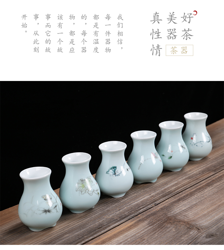 Hoa Yuxuan Celadon chèn bình gốm trang trí phòng khách Nước Mỹ cắm hoa Weimei trang trí văn phòng - Vase / Bồn hoa & Kệ chậu nhựa trắng