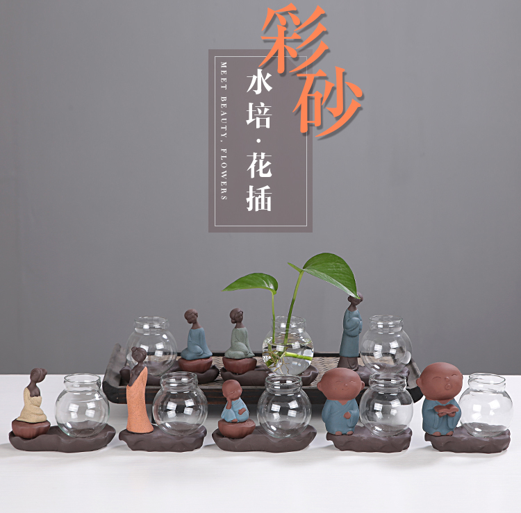 Yuxuan sáng tạo trang trí nhà hoa nhỏ nhà nghiên cứu trang trí nước văn hóa hoa bình gốm trang trí thủy tinh - Vase / Bồn hoa & Kệ lọ thủy tinh cắm hoa