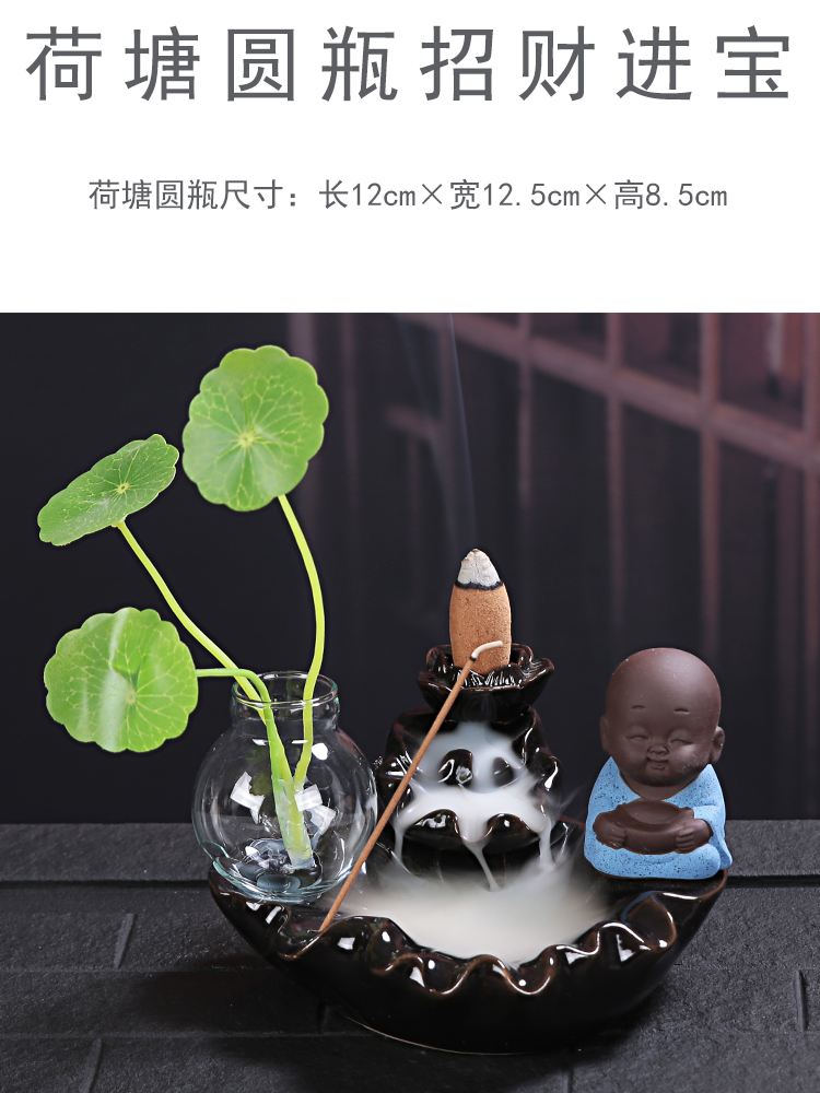 Hoa sáng tạo chèn hoa nhang ngược màu tím cát sen ao đêm màu nhỏ nhà sư gốm trang trí nhà văn phòng - Trang trí nội thất trang tri phong tro
