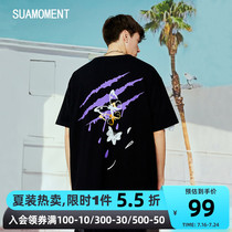 SUAMOMENT Scratched Blood Claw Double Butterfly Short Sleeve Summer Tide Card Compassionate Half-Sleeve Mistress T-Shirts