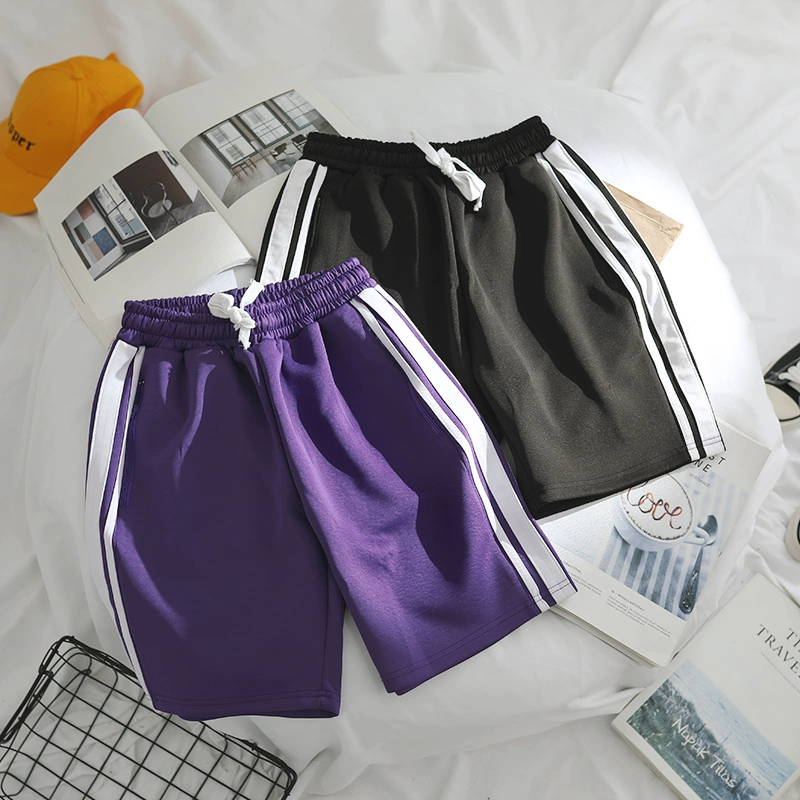 Quần short retro phong cách Hong Kong nam mùa hè ulzzang quần thể thao rộng bf gió Harajuku giản dị năm điểm quần nam và nữ - Quần short