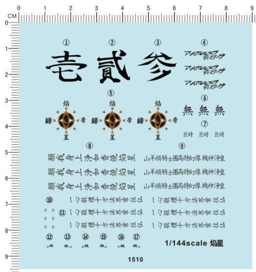 1510 1510 1:144 Flames Stars Five Stars Water stickers-Taobao