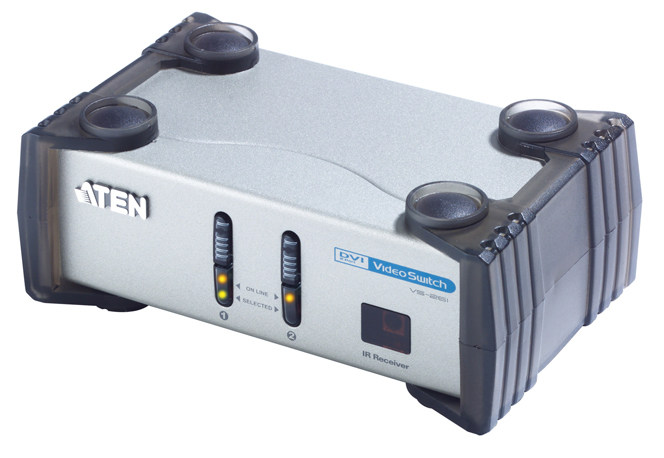 Original ATEN VS261 2-port DVI video switcher with remote control front manual button switch