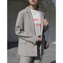 2021 spring new solid color slim suit jacket Korean version of simple casual thin suit