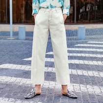 Beige jeans womens 2020 spring and summer new radish pants ins tide straight loose