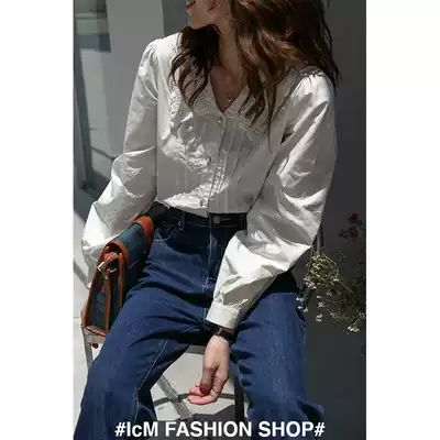 French chic doll collar shirt workplace commuter wild 2020 Autumn New Vintage Embroidered shirt Women