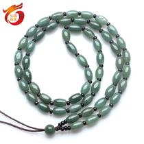 Jade bead necklace with hanging rope handwoven transfer pearl rice pearl oil clear pendant rope Myanmar natural emerald pendant rope