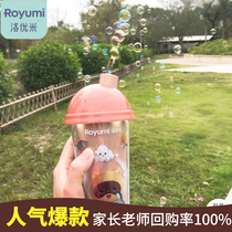 Child Blow Bubble Machine Teen Hearts Ins Nets Red Milk Tea Cups Fully Automatic Anti-Leakage Bubble Camera Household External Wire Toys