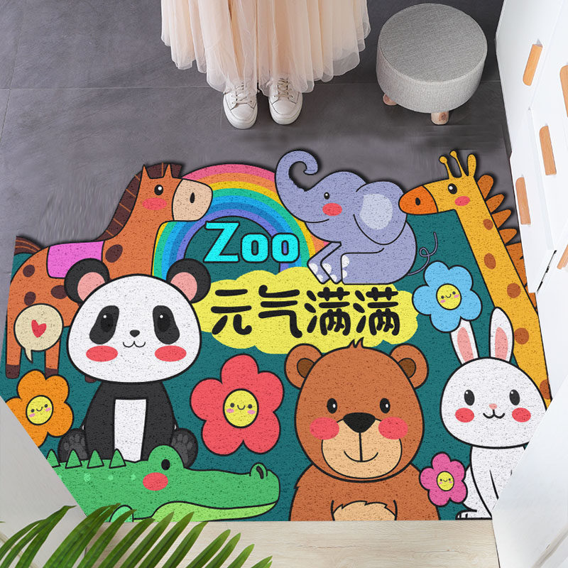 Light luxury cartoon household floor mat carpet home entry non-slip silk ring foot mat bathroom powder room entrance mat set