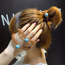 Korean phone line Hairband girls tie hair ins fine leather band abrasive ball head rope 2021 New Personality