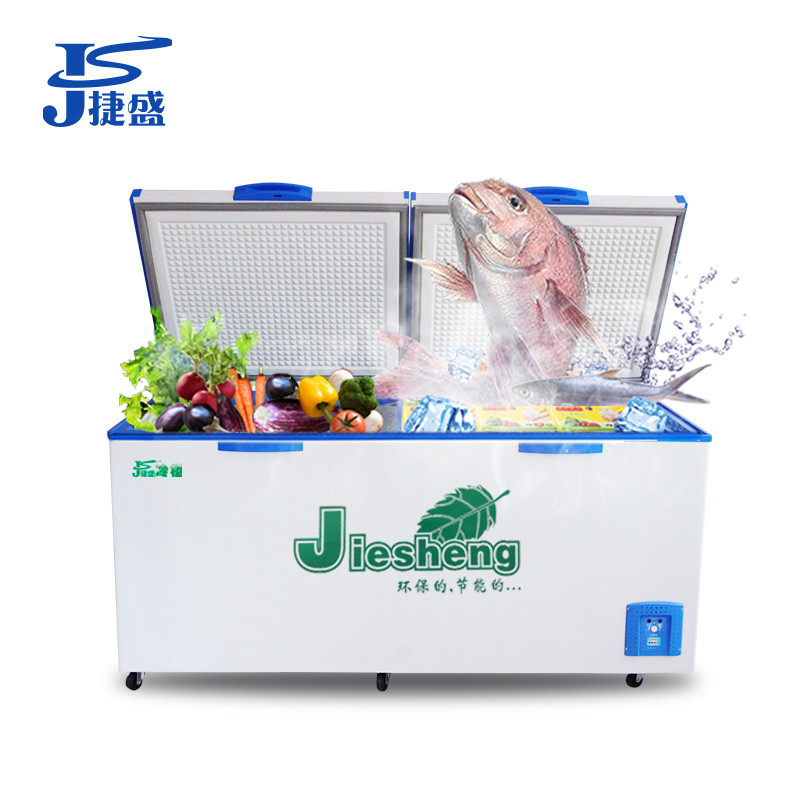 Teshing 779 horizontal large capacity Ice cabinet full copper tube double door refrigerated frozen large with lock freezer single warm frozen meat