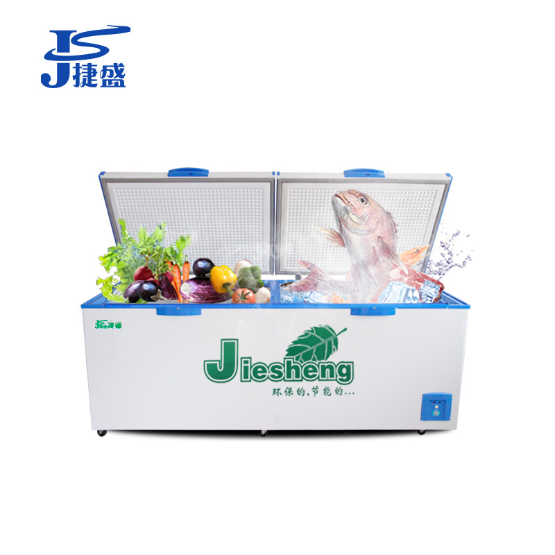 Teshing 999 Horizontal Large Capacity Full Copper Tube Ice Cabinet Double Door Refrigerated Frozen Large Band Lock Single Warm Meat Vegetable Freezer