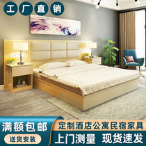 Guangzhou hotel bed custom standard room furniture full set of hanging board Hotel special bed Apartment Single room Bed and breakfast Double bed