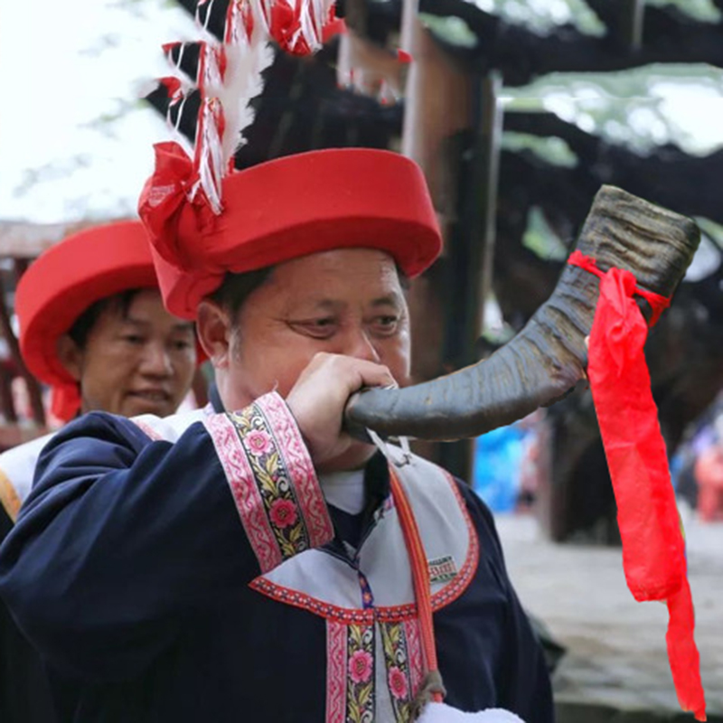 Yunnan ethnic characteristics natural handmade large buffalo horn horn children performance props decorative instruments horn number