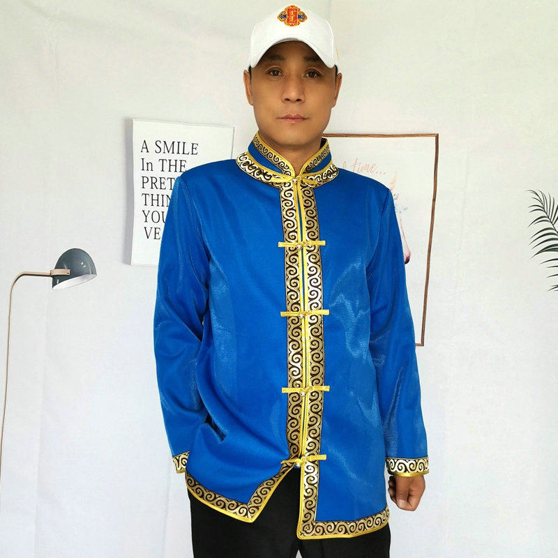 Short Mongolian robe cardigan jacket thin national costume costumes men's Mongolian clothing work clothes daily wear