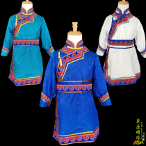 New Children Mongolian Costumes Folk Dance Dress Boy Long Style Big Boy White Mongolian Robe In Costume