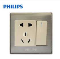 Philips switch socket Q8-810UVS 10A five-hole Q8 with switch socket metal series 