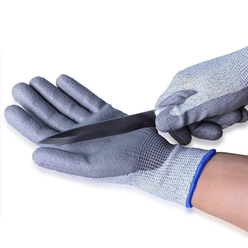 Cut-resistant PU coated level 5 gloves Wear-resistant breathable anti-puncture EN388 level 5 cut-resistant rubber-dipped woodworking gloves