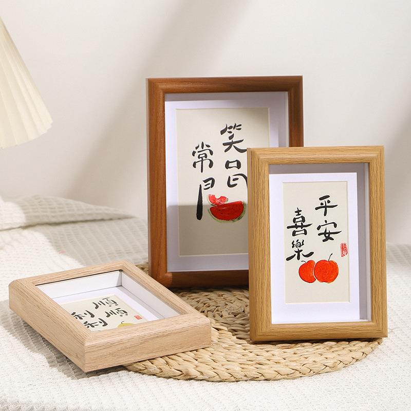 Wooden hollow three-dimensional photo frame table 6 inch 8 inch photo frame A4 wall hanging calligraphy calligraphy and painting dry flower photo frame