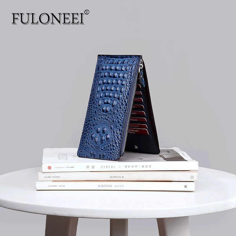 fuloneei nam dài hoa văn cá sấu chủ thẻ ngân hàng thẻ tín dụng thẻ da chủ thẻ nhiều thẻ dung lượng lớn ví - Chủ thẻ