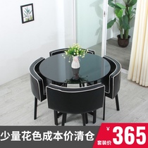 Leakage glass round reception table and chair negotiation table and chair combination simple milk tea door shop small round table