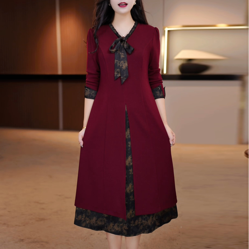 Elegant Mother-Of-The-Bride Dress for Wedding Banquet, Spring and Autumn Plus Size Dress for Women, Loose Skirt That Hides Belly and Hides Flaws Elegant Mother-Of-The-Bride Dress for Wedding Banquet, Spring and Autumn Plus Size Dress for Women, Loose Skirt That Hides Belly and Hides Flaws