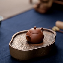 Yixing purple clay pot tea set raw ore section mud plus handmade copper piece dry bubble plate limited hand made pot bearing