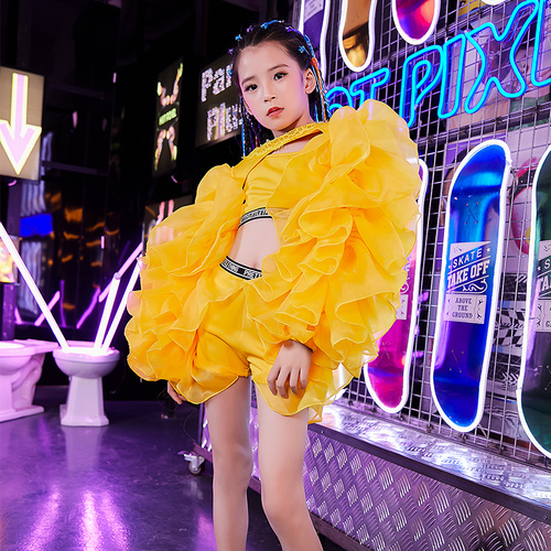 Hip Hop Dance Costumes for girls Jazz Dance Dress Children hip hop hip hop jazz dance suit dance clothing fashion personality model T stage show show show fashion