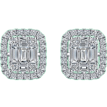 New product Chow Sang Sang Diamond Ode to Eternity Diamond Stud Earrings 18K White Gold Earrings 93505E