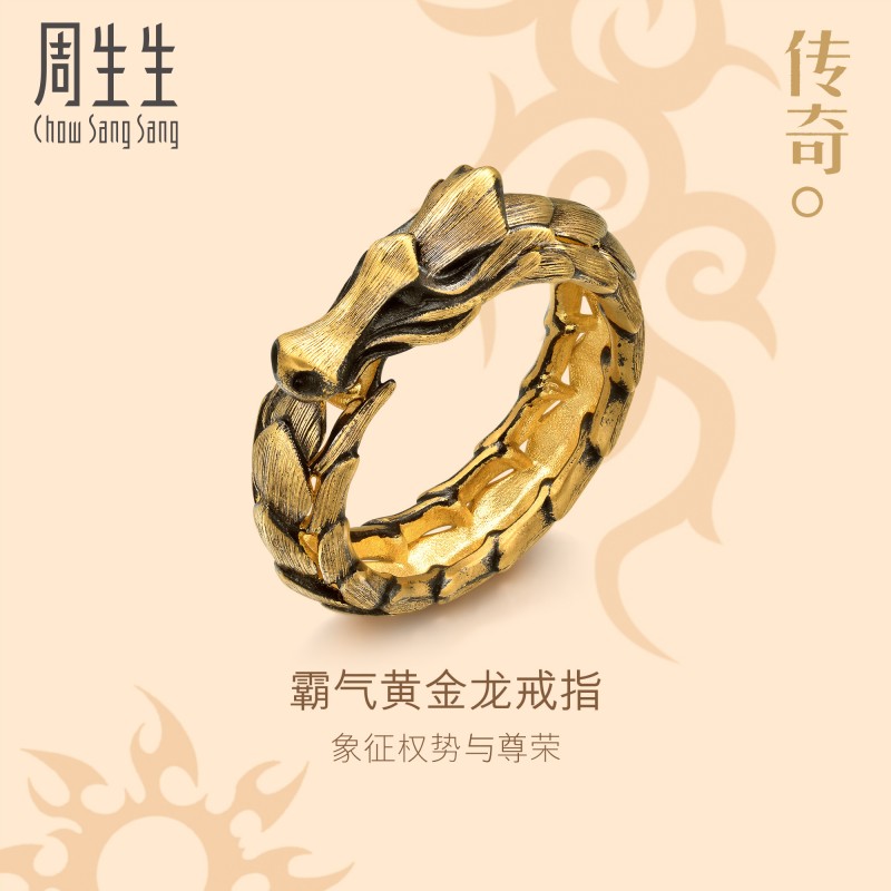New Products Week Raw Culture Blessing Legends Golden Dragon Birth Zodiac Dragon Ring Gold Foot Gold Male 91029R-Taobao
