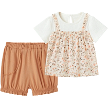 (Same style in the mall) Yingshi baby girl suit summer breathable and cute girls summer clothes 2024 new baby clothes
