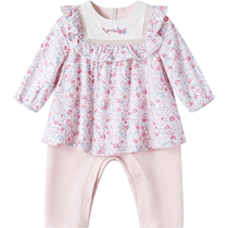 (Same style in the mall) Yings baby clothes female baby onesie fake two-piece cute floral clothes spring and autumn style