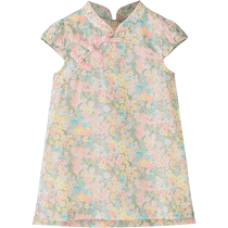 (Childrens Day gift) Yings childrens clothing skirt summer short-sleeved dress new Chinese style cheongsam national style
