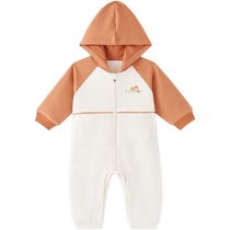 (Same style in the mall) Yingshi baby jumpsuit autumn long-sleeved going out boys hooded jumpsuit 2024 new style