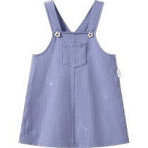 (Same style in the mall) Yings girls skirt dress summer imitation denim skirt 2024 new childrens suspender skirt