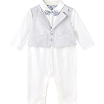 (Haute Couture Series) Yings fake two-piece little gentleman jumpsuit gift box retro baby boy 2024 autumn new style