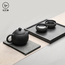 Yi Qian Tang Wujin stone dry bubble table tray household simple base pot supporting pot cushion square tea ceremony accessories