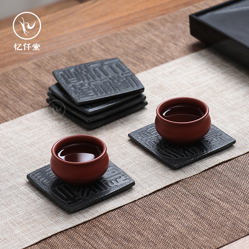 Yi Qian Tang natural stone tea coaster Kung Fu tea set handmade insulation mat Tea saucer pot undertakes Kung Fu tea ceremony accessories