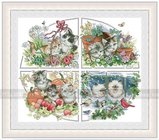 DMC self-fit cross stitch kit DIM-35154 Four Season Cat Cat Kitty Cat Cute