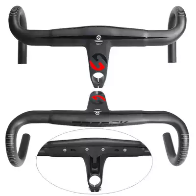 TOSEEK all-carbon fiber road bicycle car one-piece curved handle with handle stand UD black gray silver bamboo section