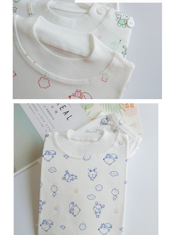 Bộ đồ lót trẻ em cotton mùa xuân và mùa thu mỏng bé đồ ngủ bé trai và bé gái quần cotton áo len trong bé trai lớn cotton bộ dài tay bé gái