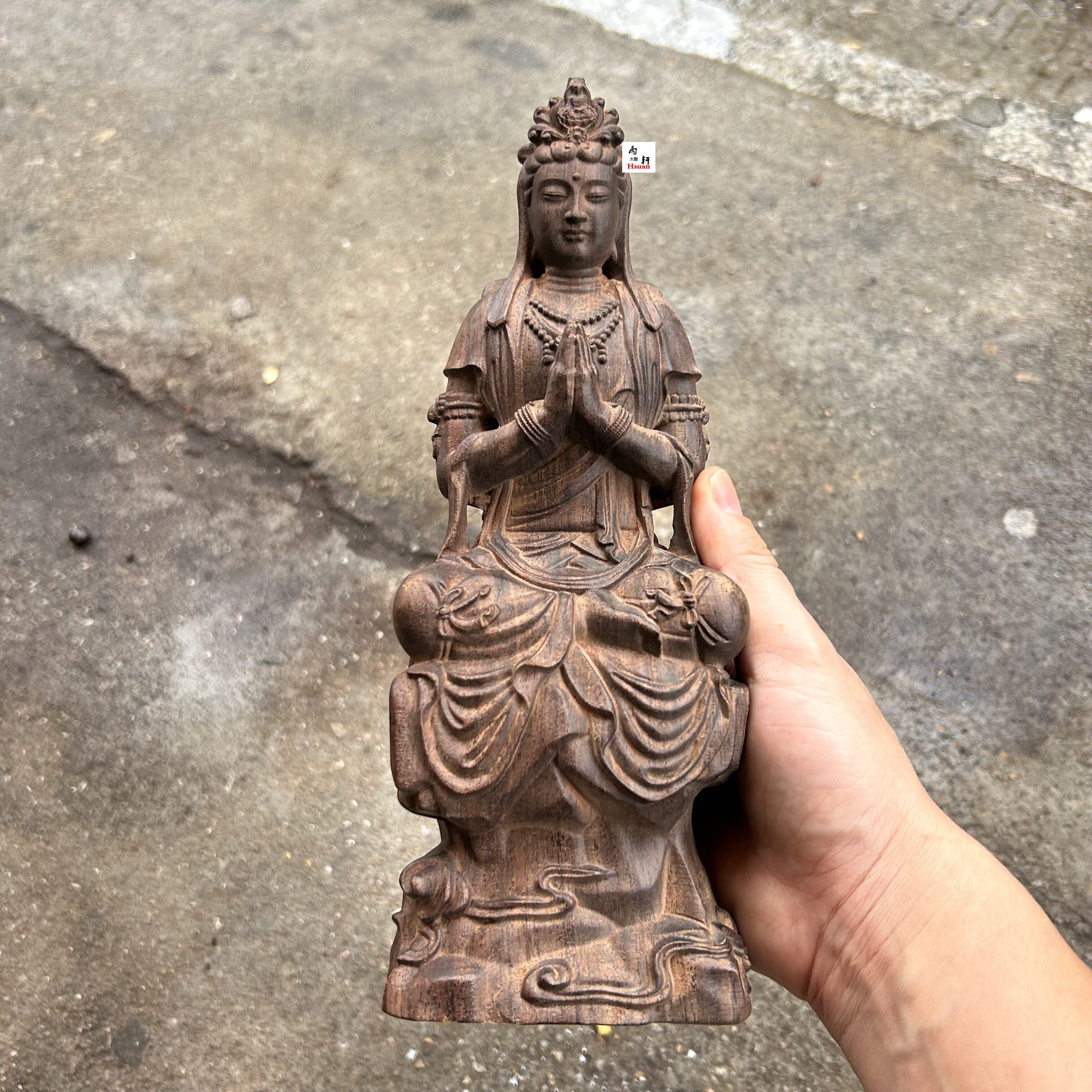 沉香木雕刻自在观音佛像榕意南海观音菩萨神像可客制化木雕工艺品